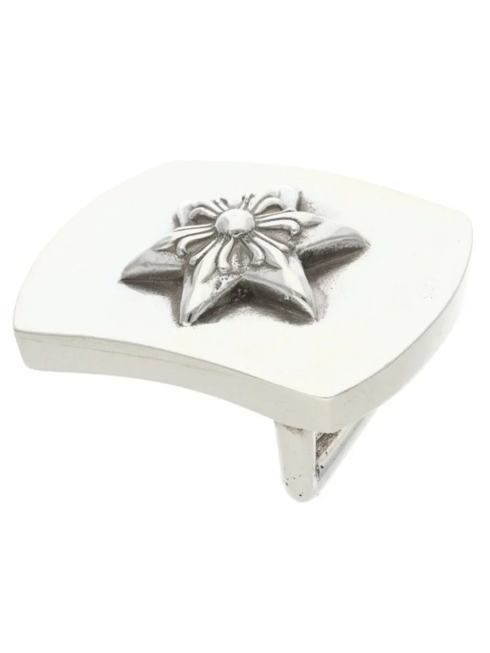 Chrome Hearts Buckl Mil Star Military Raised Silver Buckle Belt